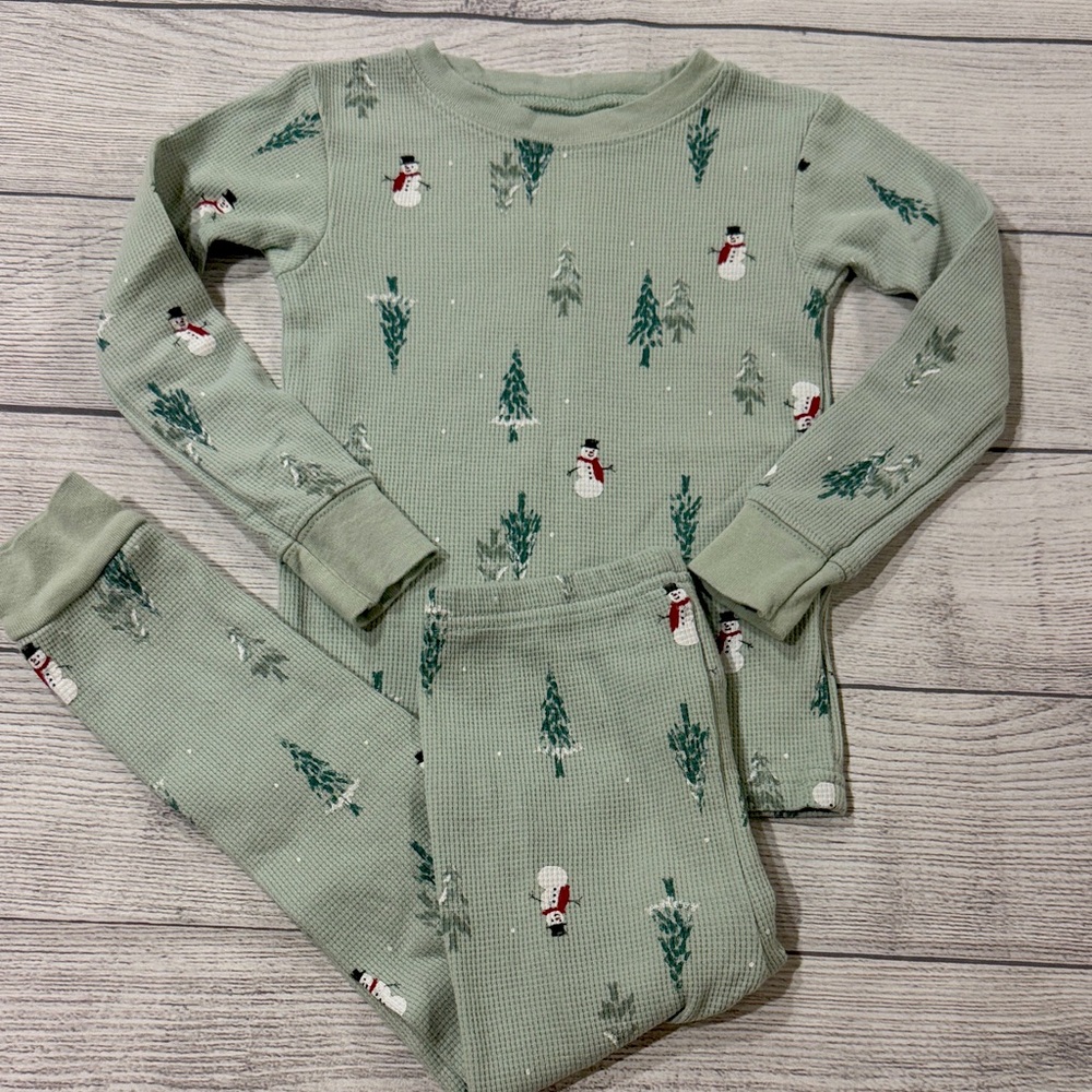Carter's Toddler Girls Green Snowman Pajama Set